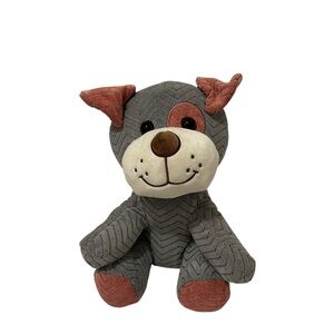 Hug Fun Puppy Dog 10” Plush Gray Pink Chevron Texture Design Stuffed Animal Toy